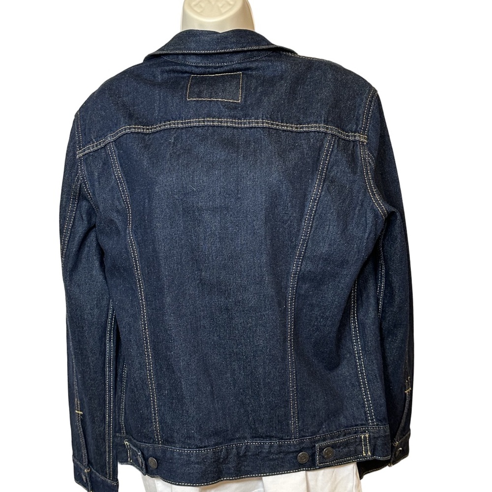NWT Levi’s Dark Wash Men’s Denim Trucker Jacket Classic Holiday Layering M XL - Picture 2 of 11